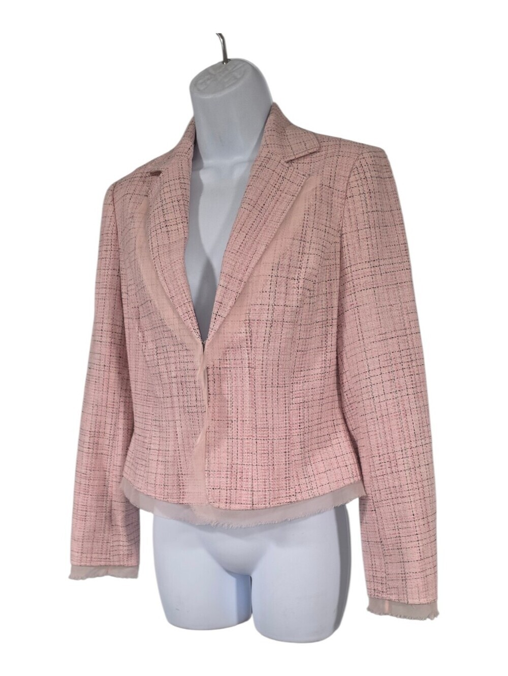 Rickis Pink Tweed Fringe Detail Business Casual Blazer Size 4 - Picture 2 of 3